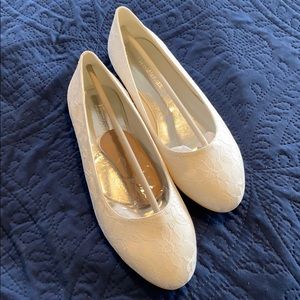 Brand new white lace flats